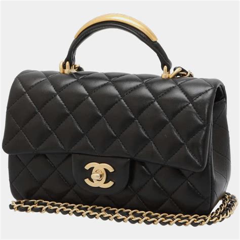 chanel flap bag with top handle sizes|Chanel lambskin medium flap bag.